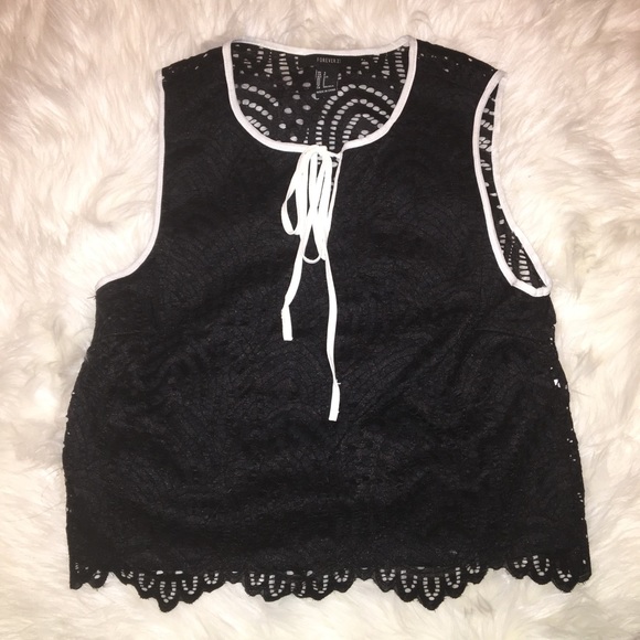 Forever 21 Tops - Forever 21 Black Lace Sleeveless Top, S